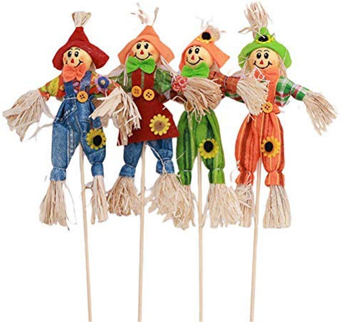 RetroFun 4 Stück Halloween Vogelscheuche Dekoration Kleine Stehende Vogelscheuche Niedlich Herbst Garten Vogelscheuche Ornament Halloween Dekoration Mall Bar Dekoration