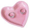 Meeshine Bandeja de joyería de cerámica para mujer, plato de joyería en forma de corazón, plato para anillos, baratija rosa para cumpleaños, amigos, familia diaria (rosa)