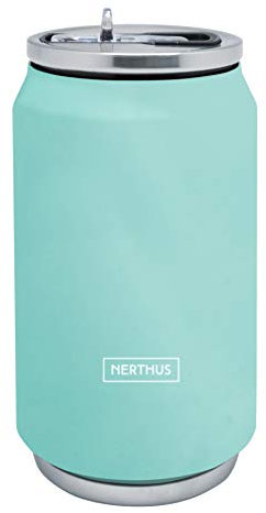 NERTHUS FIH 786 Doppelwandige Thermokanne Türkis, Edelstahl, Silikondichtung, BPA-frei, 18/8, 330 ml
