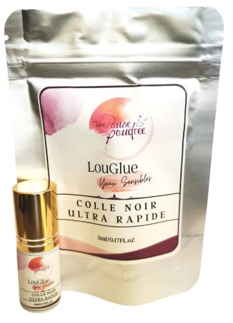 LOUGLUE Colle Noir Yeux Sensibles Haute rétention - Extension de Cils pour Professionnels - Pour Faux Cils - Séchage Rapide (0,5-1s), Facile et Longue Durée (5ml)