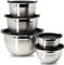 NOBEL Mixing Bowl Set of 5, Stainless Steel Nesting Bowls for Meal Preparation Kitchen Baking, Heavy Duty & Dishwasher Safe, Space-Saving Storage Metal Bowl, Air Tight Black lids