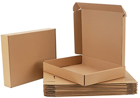 Pemtow 13x10x2 Cardboard Shipping Boxes Set of 20, Brown