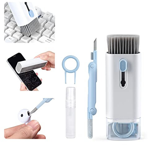 7 in 1 Tastatur Reinigungsset Reinigungsbürste für Airpods Reinigungsset Kopfhörer Reinigungsset Screen Cleaner Keyboard Cleaning Kit Laptop Reinigungsset Tastaturreiniger für Phone, PC, Kamera(Blau)
