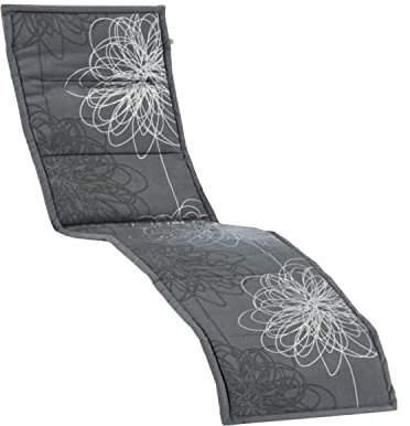 KETTtex EXKLUSIV Auflage Bäderliege Anthrazit Floral I Gartenliege Polster 205x55x3cm I Liegenauflage weich & hautfreundlich I robuste Liege-Auflage I pflegeleichtes Liegekissen I Dessin 8519