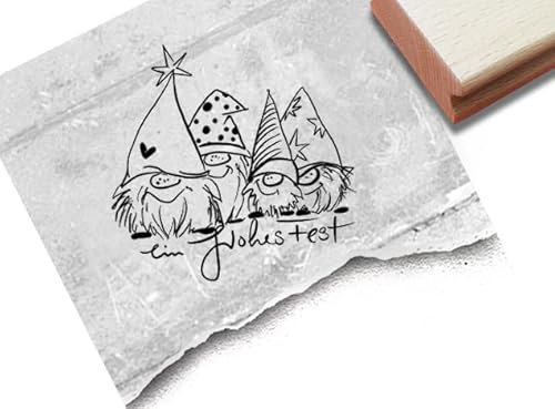 Stempel Ein frohes Fest mit Wichteln, Gnome - Weihnachtsstempel Weihnachten Karten Weihnachtsgrüße Weihnachtsdeko Tischdeko Scrapbook - zAcheR-fineT
