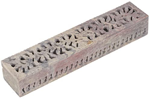 GURU SHOP Specksteinschachtel, Handgefertigte Box aus Speckstein, Potpourrie Aufbewahrung - Ranke 2, 4x5x26 cm