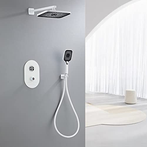 XJTNLB Soffione Doccia Incasso Colonna Doccia Bianca Miscelatore Doccia Termostatico, Set Doccia Completo A, 2 Funzione