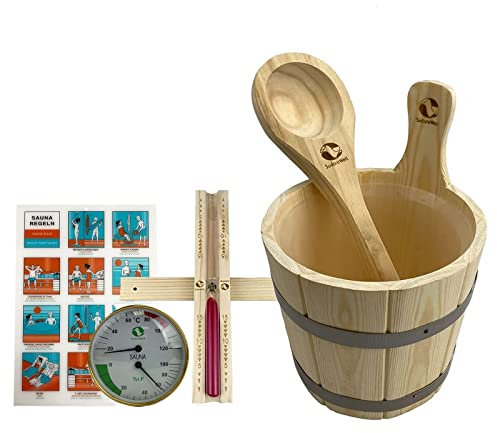 Sauna Zubehör Set Premium 5.0 Saunaset 6-teilig aus Kiefernholz