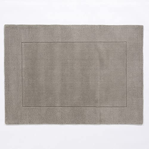 Living Room Rugs Made From 100% Natural Wool - Low Pile, Hand Crafted Rugs Living Room - Area Rugs for Living Room in Silver - Lounge Rugs 80x150cm