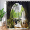 Hnmdmyi Rideau de Douche forêt 180x200, Jungle Tropicale forêt Tropicale Arbre Vert Plante Nature Montagne Grotte Paysage Cascade scénario Rideau Baignoire imperméable Tissu Polyester Rideau de Bain