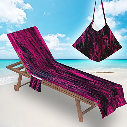 FANSU Schonbezug Für Gartenliege Frottee Liegenauflage Liegestuhl Handtuch mit Taschen, Abstrakte Graffiti Strandliegenauflage Weich Strandtuch für Reisen Schwimmen (75x210cm,Coolrosa)