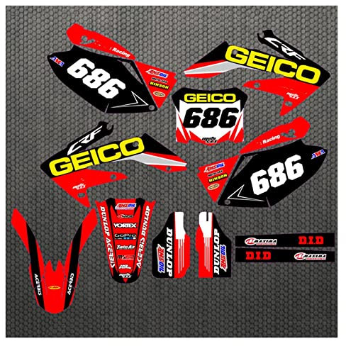 MOORSA Adesivi Serbatoio Carburante Moto Moto Decalcomanie Adesivi Sfondi Kit Grafici per HON-da CRF 250 CRF250R 2004 2005 2006 2007 2008 2009 (Colore : C)