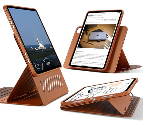 ESR for iPad Pro 12.9 Case (6th/5th Generation, 2022/2021), Removable Magnetic Cover, Adjustable Portrait/Landscape Stand with Raised Display View, 9 Standing Angles, Shift Series, Brown