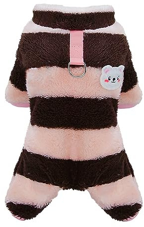 Izefia Hund Pullover Kleidung Fleece Wolle Pullover Winter Warmes Sweatshirt 4-Beine Jumpsuit Pyjamas Regenbogenstreifen Pullover für Kleine Hund Mittlere Katze