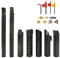 HUIOP 16mm Turning Tool, 16mm Shank 7PCS With Carbide Insert Wrench DIY Set Metal Steel Lathe Boring Bar Holder Turning Tool