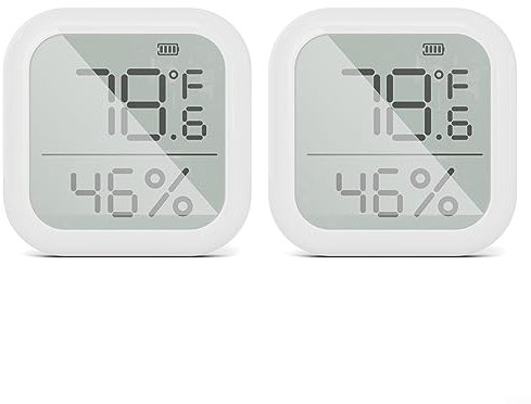 Zigbee Temperatur- und Feuchtigkeitssensor,Oniissy 2 Stück Zigbee LCD Smart Thermometer Hygrometer Sensor,Zigbee Hub Erforderlich, Kompatibel mit Home Assistant Square