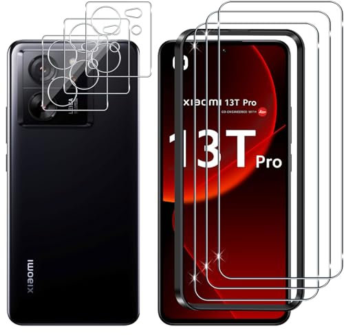Lutree pour Xiaomi Mi 13T / 13T Pro Verre Trempé, 3+3 Pièces Protecteurs d'écran + Caméra Arrière Protecteur Film, 9H Dureté HD Anti-Rayures Sans Bulles Protection écran