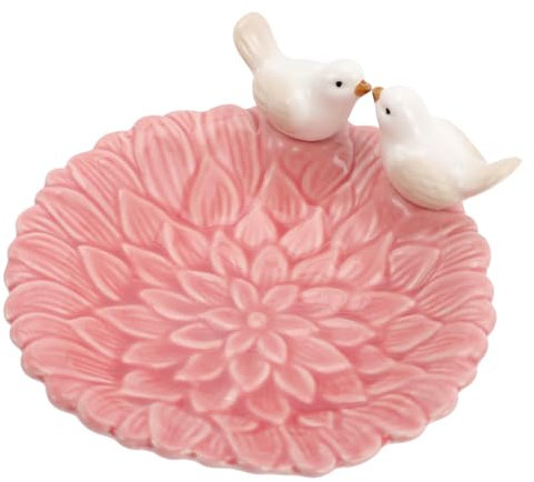 NOLITOY Plateau à Bijoux en Céramique Motif Petits Oiseaux Assiette à Fruits et Desserts Rangement Décoratif pour Chambre Bureau Commode Porte-Cosmétiques