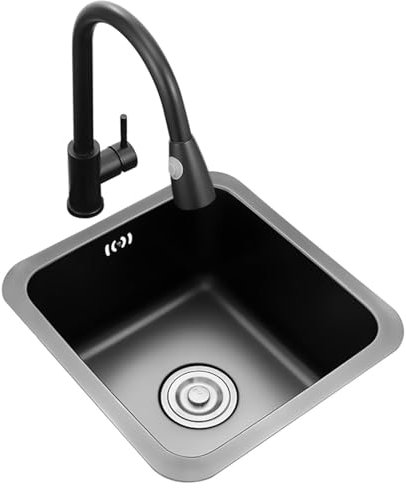 Aufsatz- Und Unterbauwaschbecken Mit Wasserhahn Mini-Einzelbeckenspüle Aus Edelstahl Balkon-Küchenbar, Kleines Gemüsewaschbecken (S : 34 * 32 * 20cm)