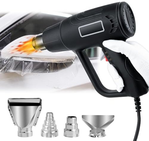 Pistola Termica, Pistola ad Aria Calda Professionale,Elettrica Professionale Temperatura Regolabile,con Protezione da Sovraccarico con 7 Accessori per Restringere il PVC,la Sbucciatura della Pittura