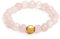 BERGERLIN Echter Rosenquarz Ring mit Goldperle - facettierte Perlen - Größe L