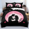 Freyamy Partner Bettwäsche 200x220cm 3teilig Schwarz Rosa Chic 3D Bettwäsche für Paare 100% Mikrofaser Pärchen Bettwaren-Sets Liebhaber Bettbezug mit Reißverschluss und 2 Kissenbezug 80x80cm