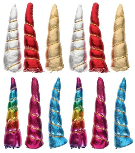 Vaguelly Plüsch-Einhorn-Horn-Anhänger Für Diy-Stirnband. 12 Stück Einhorn-Charm-Perlen Mit Glitzernden Ohren Schillerndes Einhorn-Horn Für Haarreifen Partygeschenke Basteln
