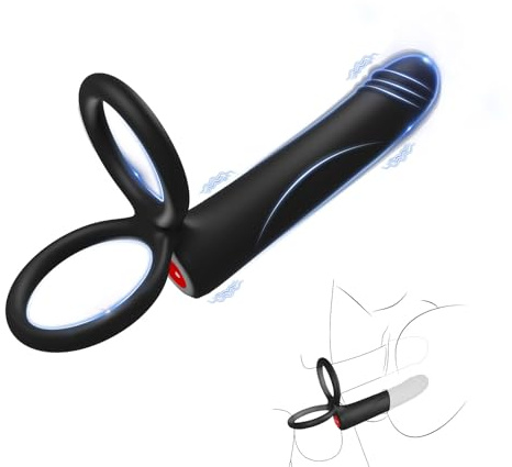 Anal Dildo Vibrator Sex Toys for Men, Strap-On Dildo Butt Plug with Vibrating Cock Ring, Male Penis Vibrator with 10 Vibration Modes, Double Penetration Pleasure for Men and Couples Adult Sex Toys