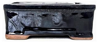 Glazed Ceramic Bonsai Pots without trays (Black, 18cm)