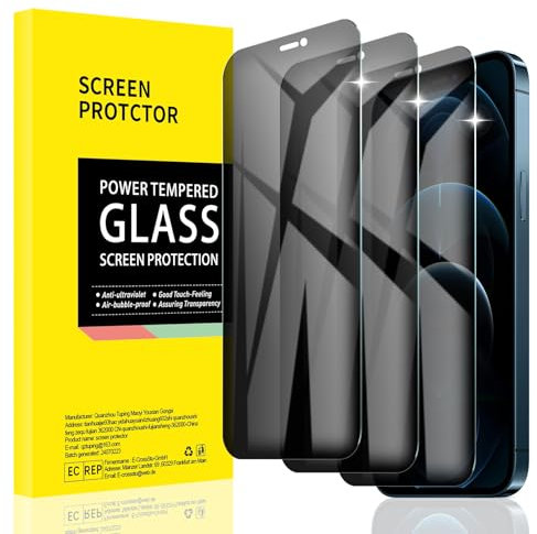 AKLPP [3 Pack] Privacy Screen Protector for iPhone 12 Pro Max, Anti-Spy Tempered Glass Film Accessories, Private Protection, Anti-Scratch, Case-Friendly, Bubble Free, 9H Hardness, Impact-Resistant
