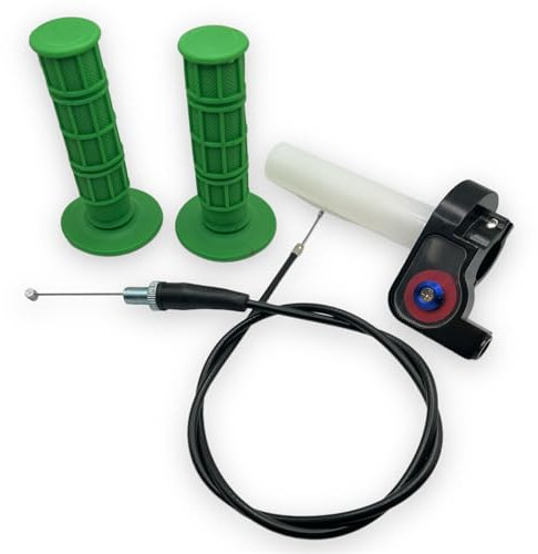 Red Circles Green Pit Bike Quick Action Throttle Set - 90cm Cable Included - Fits Most Chinese Import Pit & Dirt Bikes from 50cc to 190cc - Enhanced Throttle Response for Better Performance