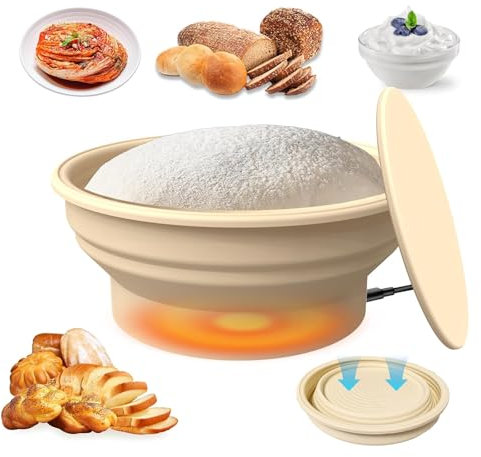 Beheizbarer Silikon-Gärkorb, brot backen zubehör Beheizter, vierfach verstellbarer Gärkörbchen für Brot, geeignet für Brot