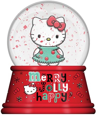 Silver Buffalo Sanrio Hello Kitty Christmas, Snow Globe, 100mm | Merry and Jolly, Happy, 5.5 Inches Tall, Stardard