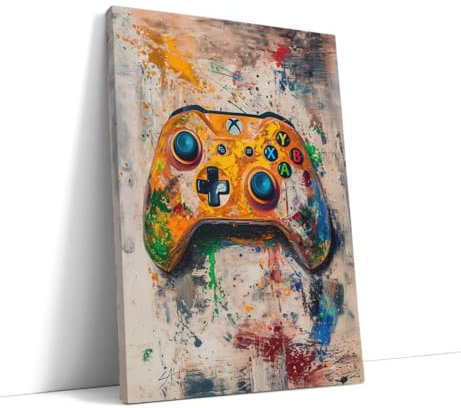 AKINDA Art Gallery - Druck auf Leinwand 90 x 120 cm - Xbox Controller - Joystick Pop Art - Bild Gaming - Bild für Schlafzimmer - Videospiel - Geschenkidee für Wohnkultur