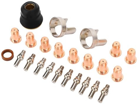 24 Piece IPT40 Tip Electrode Kit, Plasma Cutter Tip Electrode Nozzle Bracket Cover Set for Cut 55DS Pro Cut 65DS, Brass Zinc Alloy Stainless Steel Material