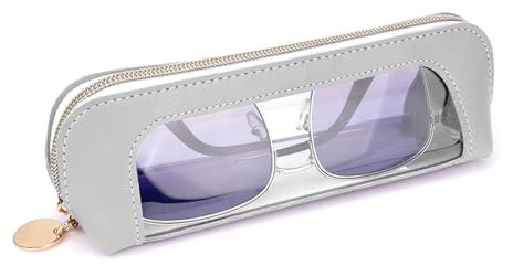 Linkidea Extragroßes Sonnenbrillenetui, weiche Sonnenbrillen-Organizertasche aus veganem Leder, transparent, kompatibel mit RB3026, RB3025, RB3689, FT0783, FT0783, FT0965, GG1422S, GG1440S (Grau)