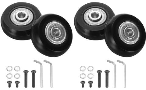 QUARKZMAN 4 Stück Kofferrollen Ersatzrollen, 43 x 18 mm/1.7 x 0.7 Gummi Schwenkrollenlager Räder Reparatursets für Koffer Inline Outdoor Skate, Schwarz
