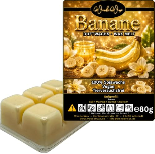 WonderWax® Duftriegel 6 x Duftwachs Würfel Weiß Banane | Farbe: Weiß | Raumduft für Duftlampen, Wax Melt, Sojawachs, Indoor Duftöl Wachs schmelzen für Aromalampe