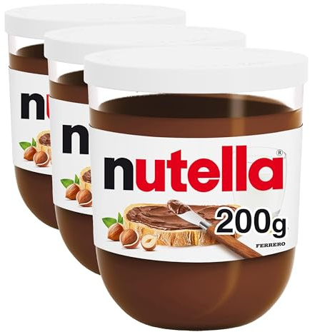 Nutella Hazelnut Chocolate Spread with Hazelnut, Pancakes, Breakfast, Snacks, Unique Recipe for a Smooth Texture and an Unmistakable Taste, 1x 200g Jar (Pack of 3)