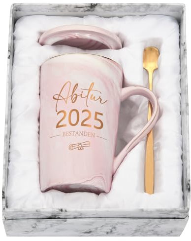 Joymaking Taza de café de graduación 2025, regalo para el Abi, taza de regalo para graduados y graduados de escuela secundaria, Abi 20245, regalos para exámenes aprobados, graduación, 400 ml, rosa