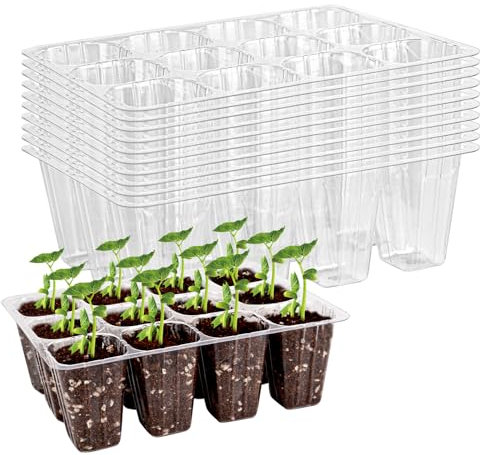 XCRPRT 120 Cells Seedling Plug Trays, 10 PCS Reusable Seed Starter Container, Garden Care Seed Tray Inserts, Seed Tray Cell Inserts with Holes for Nursery Growing Plants Propagation