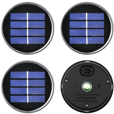 Suevut Solarleuchten Ersatzteile – 4 Stück Solar Ersatzdeckel 8cm mit LED – solarleuchten ersatz für Solarlaterne, Gartenfackeln, Außenleuchten – Wasserdichtes DIY Ersatzteil für Gartenbeleuchtung