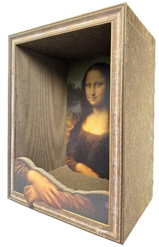 JTBDWOSK A, Mona Lisa Katzen Kratzbett, Kunst 4D Ölgemälde Katze Rahmen Nest für Künstler Kätzchen, Karton Haus & Kratzer