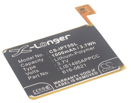 TECHTEK Battery 1000mAh compatible with iPod Touch 5, iPod Touch 5th Generation replaces 616-0621, A1421, LIS1495APPCC