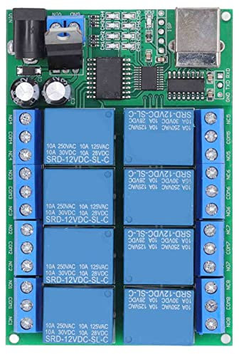 Modulo di relè a 8, Switch Porta Seriale UART DC12V Modulo di Controllo del Telecomando del Motore PLC, Controllo 64 Dispositivi in ​​parallelo, con Modulo di Controllo Remoto