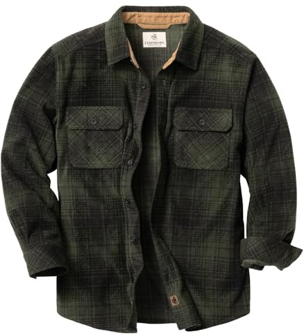 Legendary Whitetails Herren Navigator Fleece Button Up Shirt, True Forest Plaid, XL