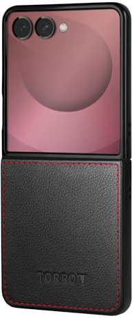 TORRO Hülle kompatibel mit Samsung Galaxy Z Flip7 2025 – Echt Lederhülle mit Mikrofaserfutter (Schwarz)