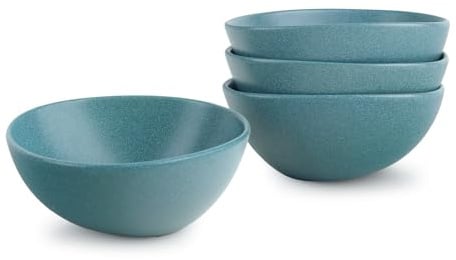 fanquare Set di 4 insalatiere in porcellana, grandi, ovali, verdi, 500 ml, ciotole da cucina per microonde, dessert, cereali, zuppe