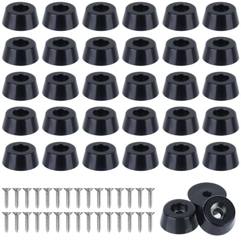ZDNT 30 Pièces Pieds en Caoutchouc Pieds en Caoutchouc à Visser Pieds de Meuble Plastique Pieds de Meubles Ronds pour Meubles Garde-Robe Canapé ChaiseTable Basse Tiroirs (20 * 15 * 8mm)