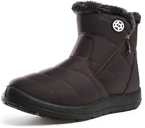 Gaatpot Stivali Donna Stivaletti Invernali Stivali da Neve Caldo Peluche Scarpe Impermeabili Marrone caffè 41 EU